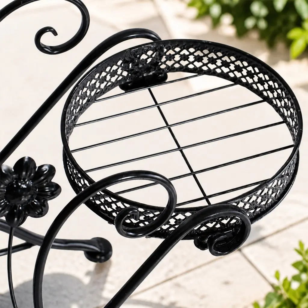 3-Tier Metal Plant Stand Black Indoor Outdoor Garden Pot Display Shelf