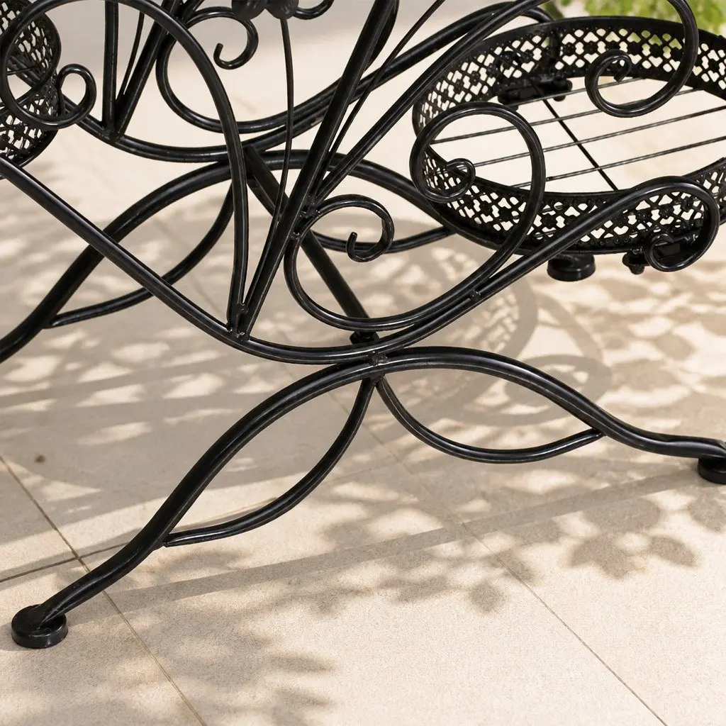 3-Tier Metal Plant Stand Black Indoor Outdoor Garden Pot Display Shelf