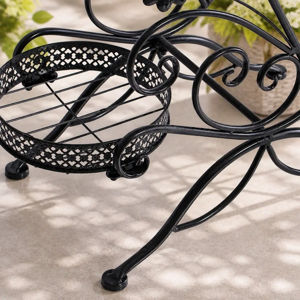 Steel Frame Black Plant Stand Indoor Outdoor Display Shelf for Potted Plants