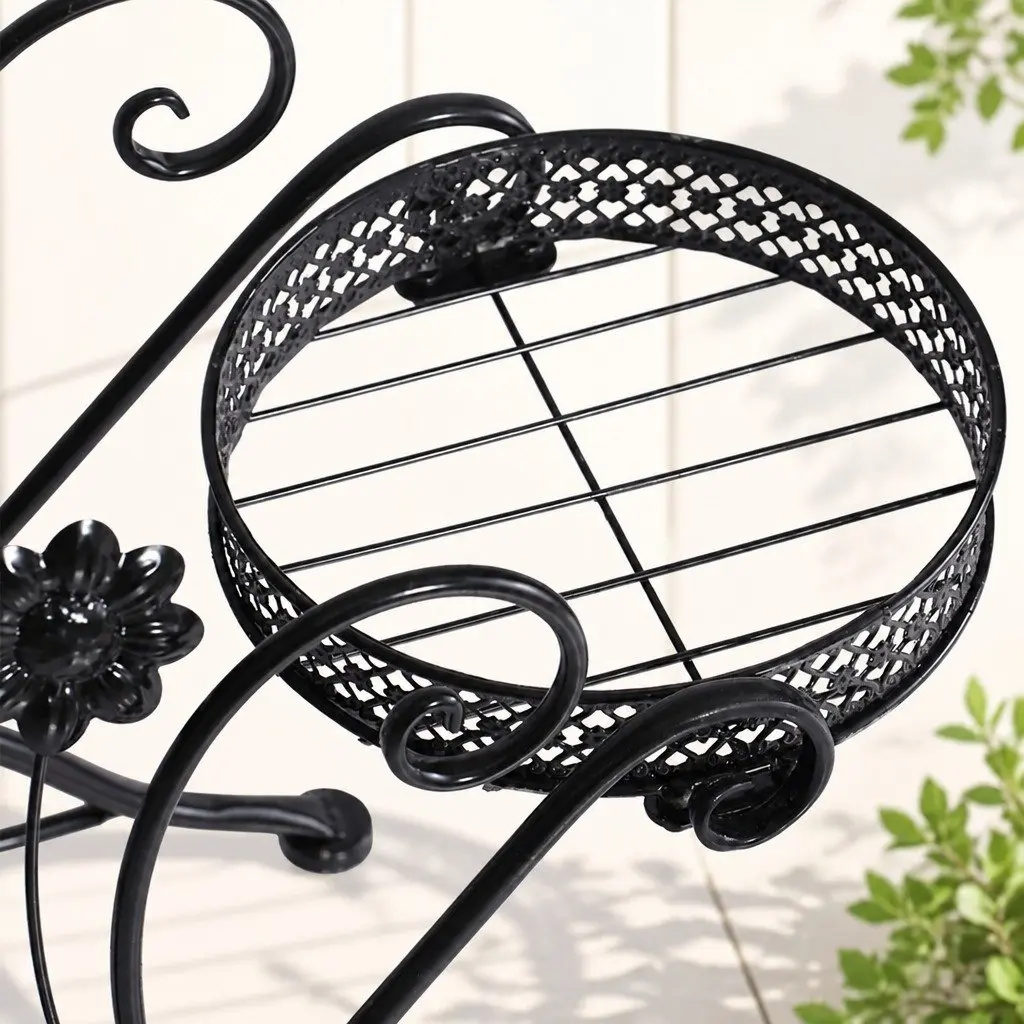 Steel Frame Black Plant Stand Indoor Outdoor Display Shelf for Potted Plants