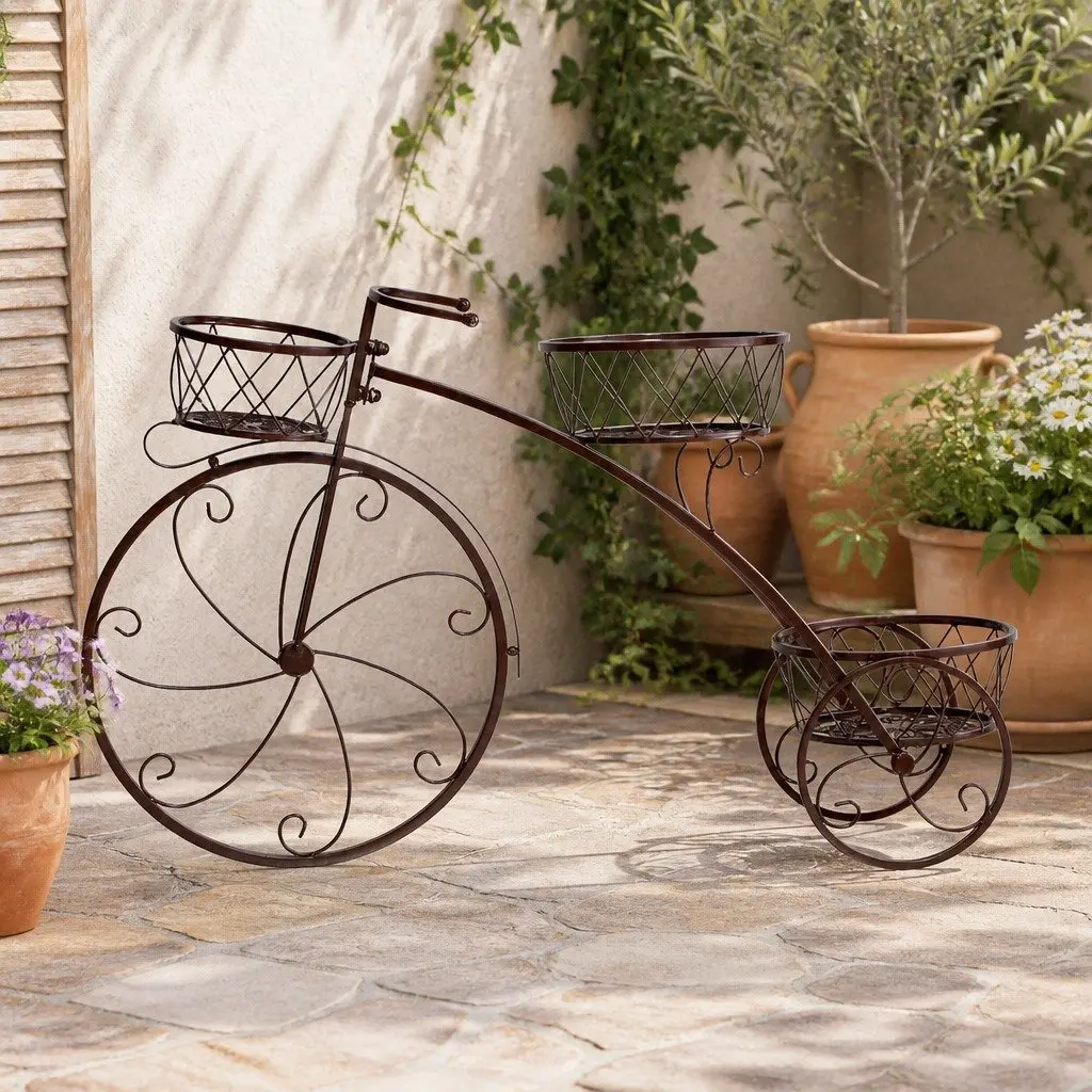 3-Tier Plant Stand Bronze Indoor Outdoor Space-Saving Display Rack