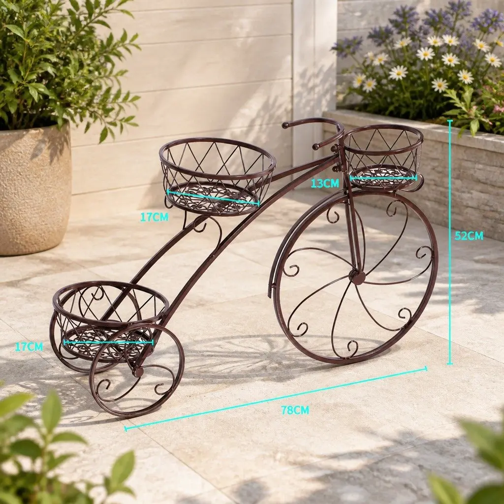 3-Tier Plant Stand Bronze Indoor Outdoor Space-Saving Display Rack