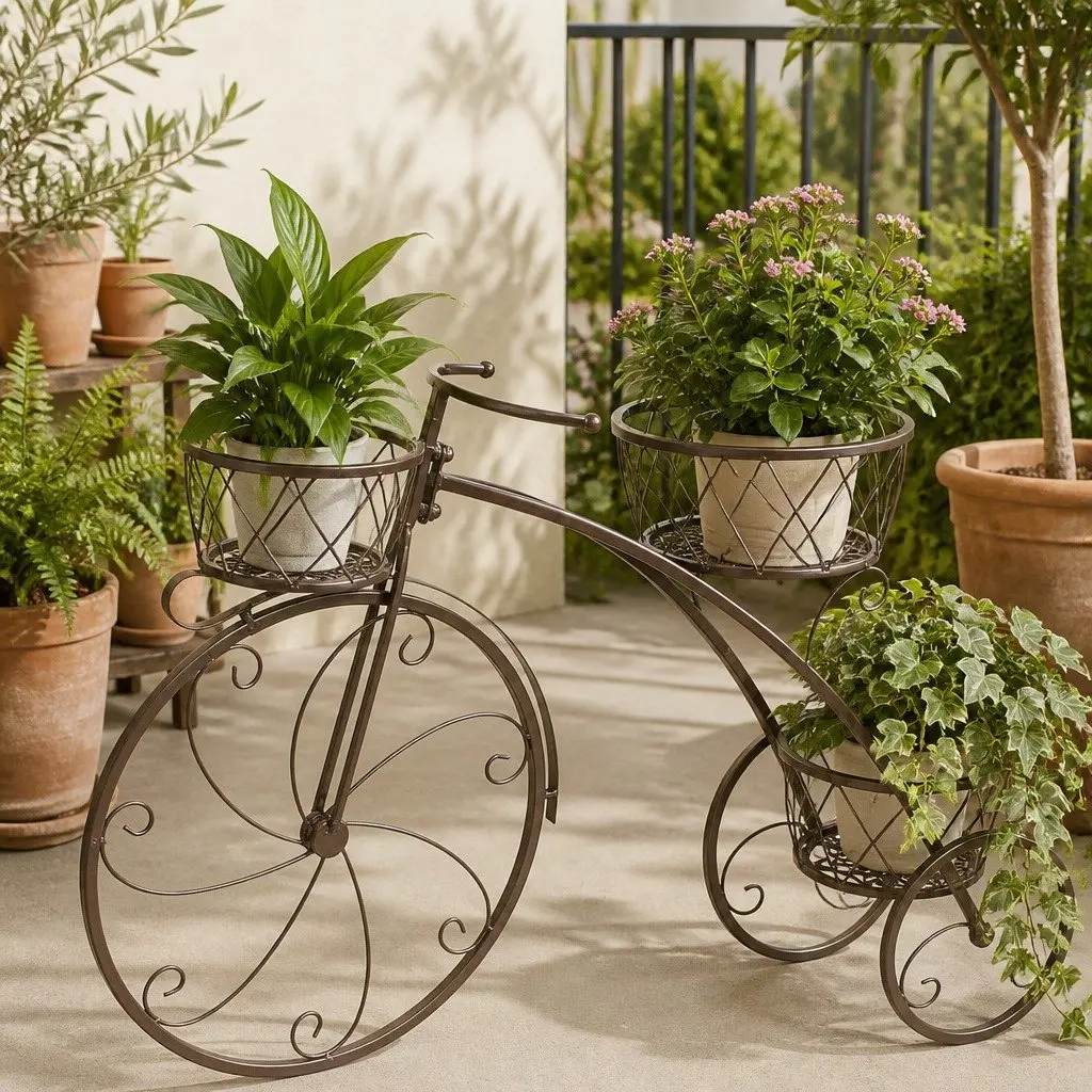 3-Tier Plant Stand Bronze Indoor Outdoor Space-Saving Display Rack