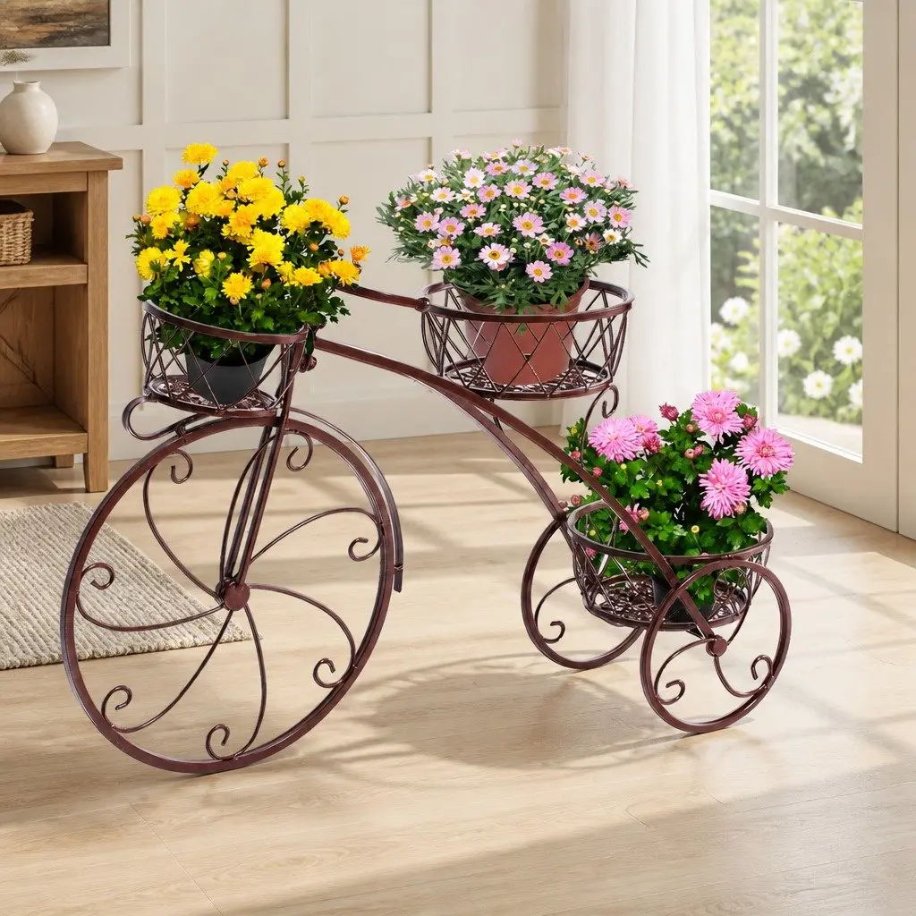 3-Tier Plant Stand Bronze Indoor Outdoor Space-Saving Display Rack