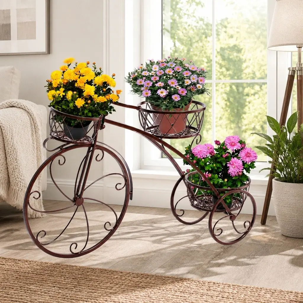 3-Tier Plant Stand Bronze Indoor Outdoor Space-Saving Display Rack