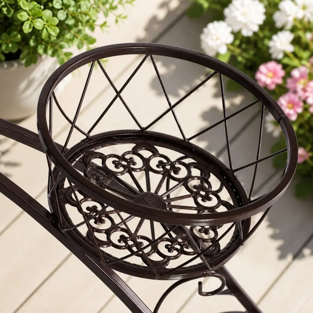 Metal Plant Stand Indoor Outdoor Steel Frame Tiered Pot Display Garden Balcony