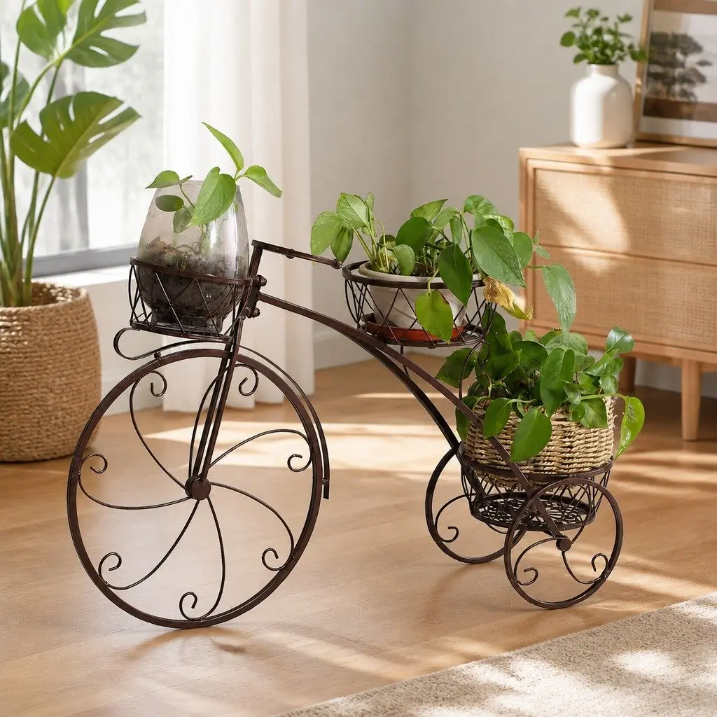 Metal Plant Stand Indoor Outdoor Steel Frame Tiered Pot Display Garden Balcony