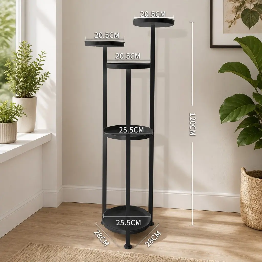 5 Tier Plant Stand Black Large Durable Steel Frame Indoor Outdoor Display Shelf