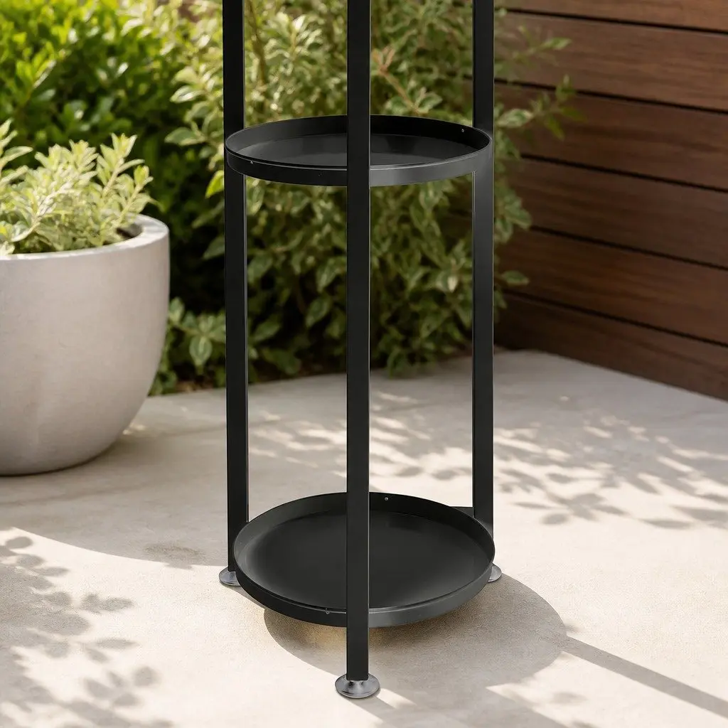 5 Tier Plant Stand Black Large Durable Steel Frame Indoor Outdoor Display Shelf
