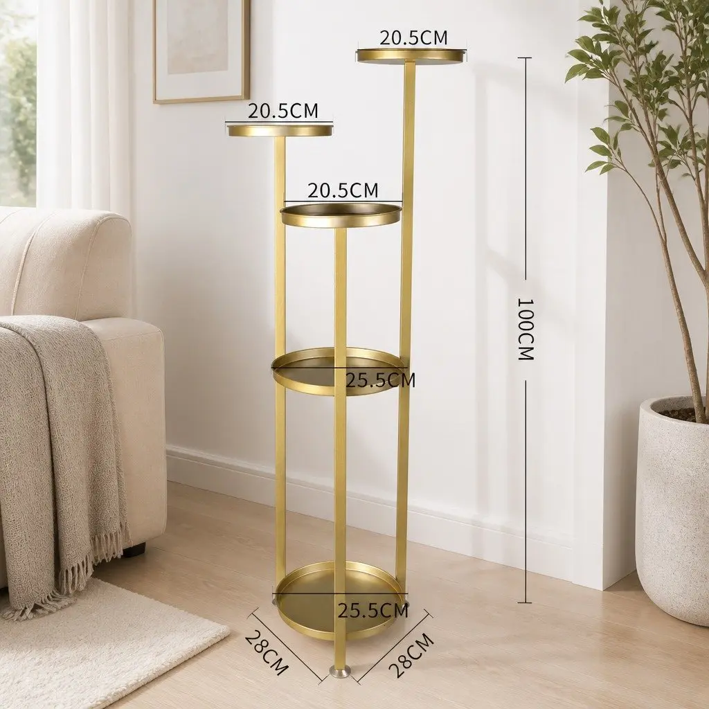 5 Tier Plant Stand Gold Steel Indoor Outdoor Display Rack