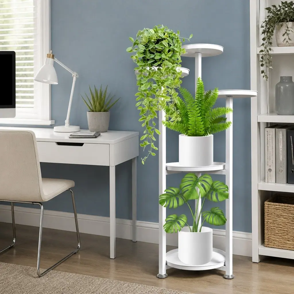 Plant Stand Flower Rack 5 Tier Indoor Outdoor Garden Display White Medium