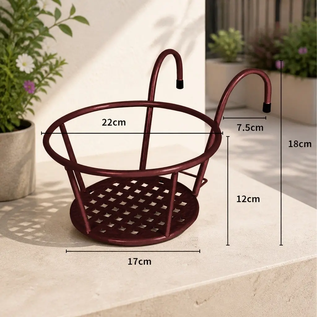 Plant Stand Flower Holder Hanging Pot Rack Hook Rail Bronze Steel