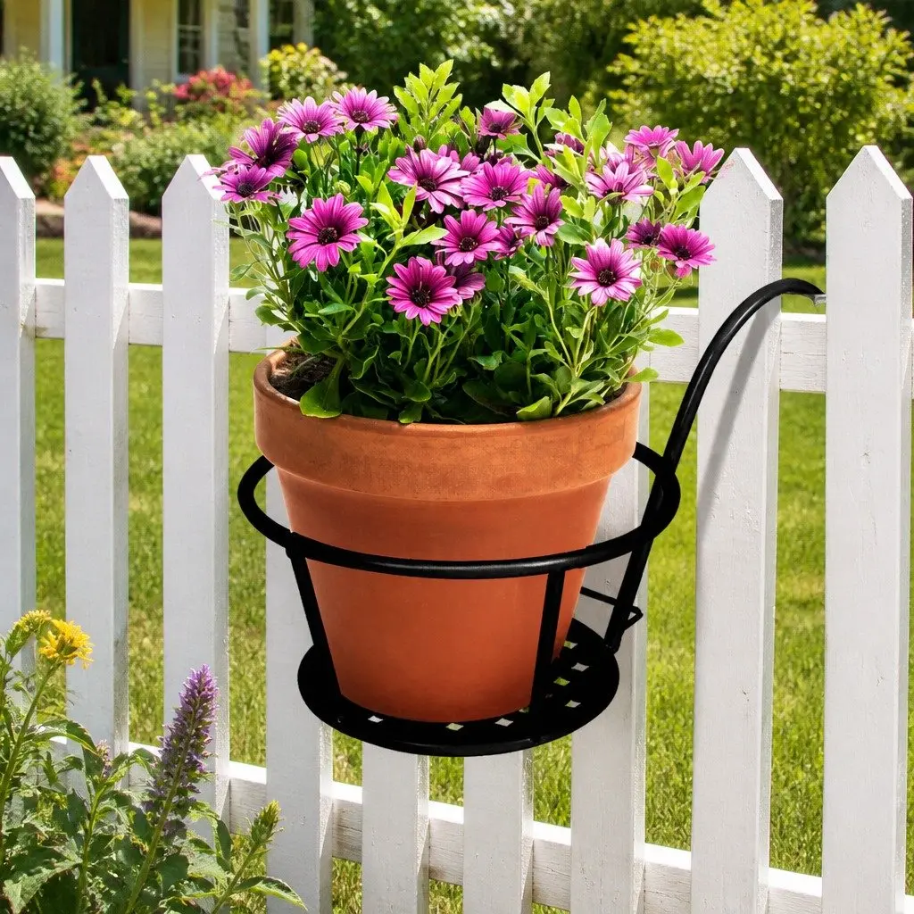 Plant Stand Flower Holder Hanging Pot Rack Hook Rail Bronze Steel