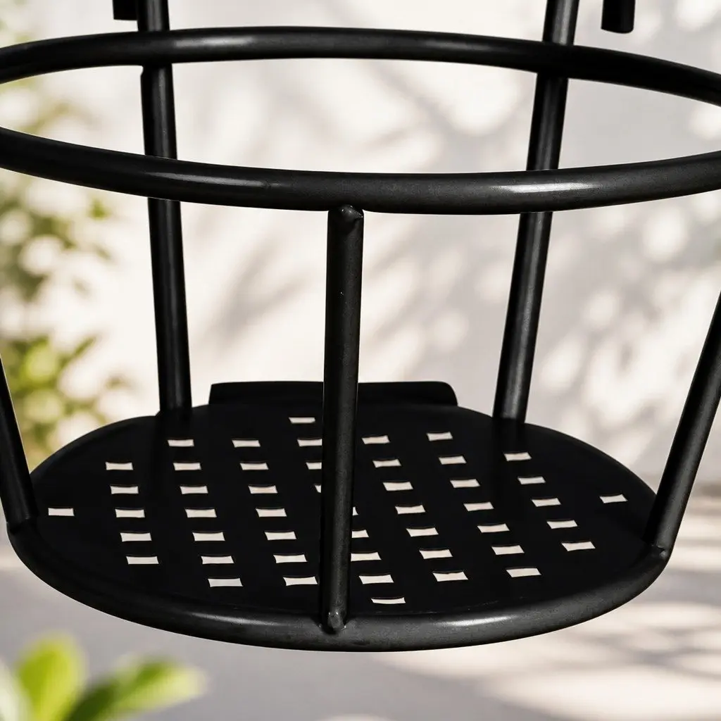 Plant Stand Black Steel Hanging Pot Holder Garden Display 22cm Diameter 18cm Height