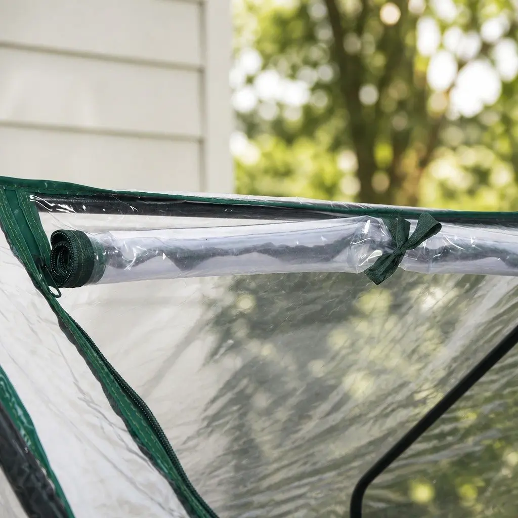 Portable Greenhouse Transparent PVC 182cm x 92cm Durable Cover with Roll-up Zipper Door UV-resistant Waterproof Anti-insect Protection