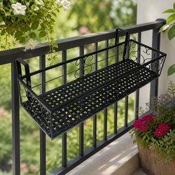 Compact Black Plant Stand for Home and Garden Use