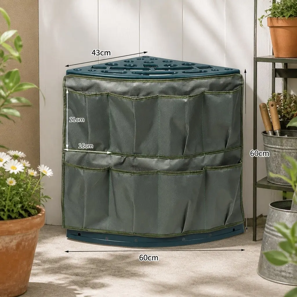 Garden Tool Rack Green 27 Slots Weatherproof Space-Saving