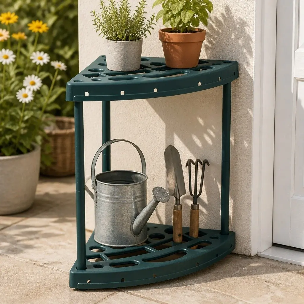 Garden Tool Rack Green 27 Slots Weatherproof Space-Saving