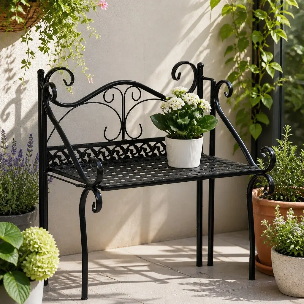 3 Tier Plant Stand Black Steel Indoor Outdoor Garden Display Rack