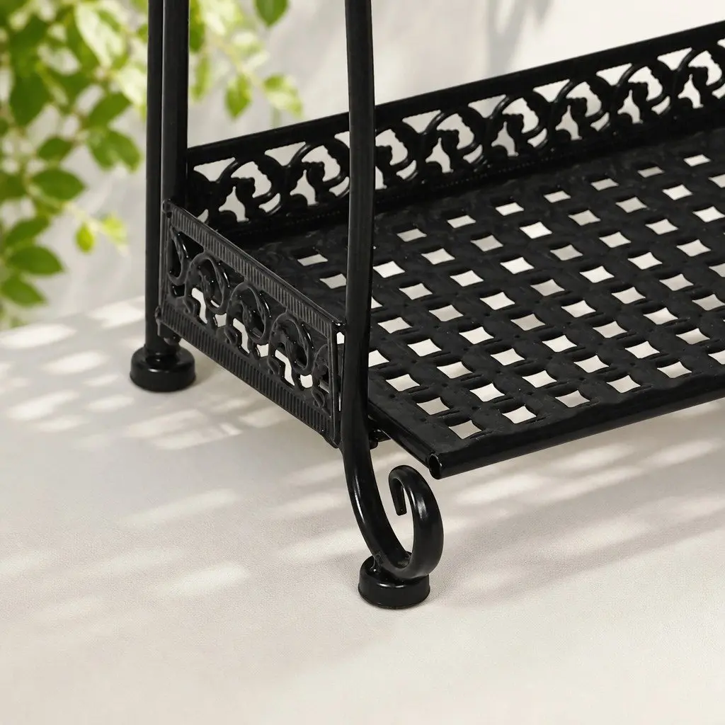 3 Tier Plant Stand Black Steel Indoor Outdoor Garden Display Rack