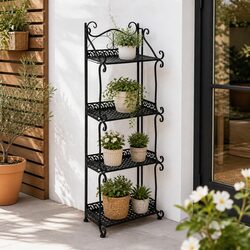 4 Tier Plant Stand Indoor Outdoor Garden Balcony Flower Pot Display Rack Black