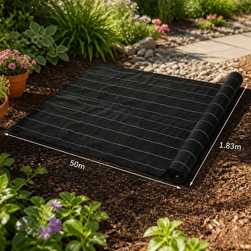 Weed Mat Black 1.83m x 50m UV-Resistant Garden Ground Cover Plant Control Fabric