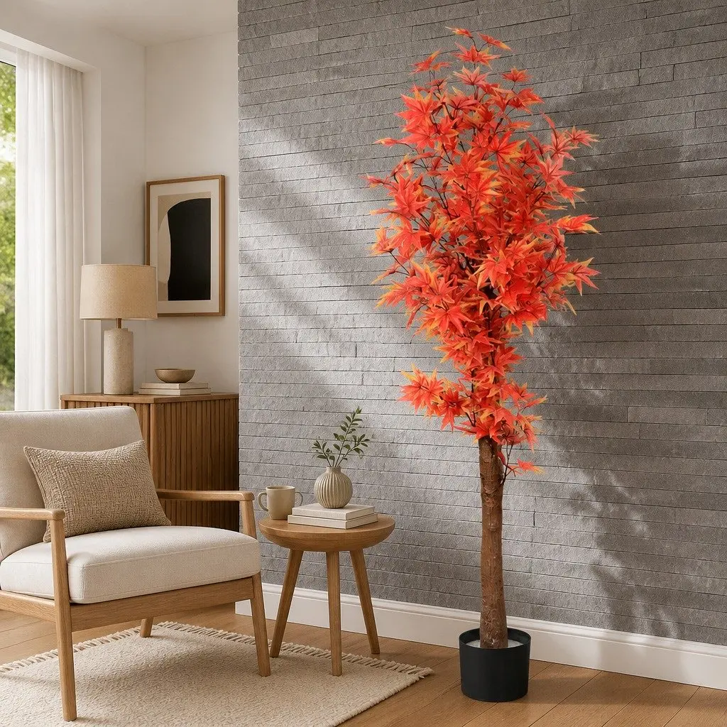 Artificial Plant Tree Red 180cm Indoor Outdoor Decorative Faux Foliage