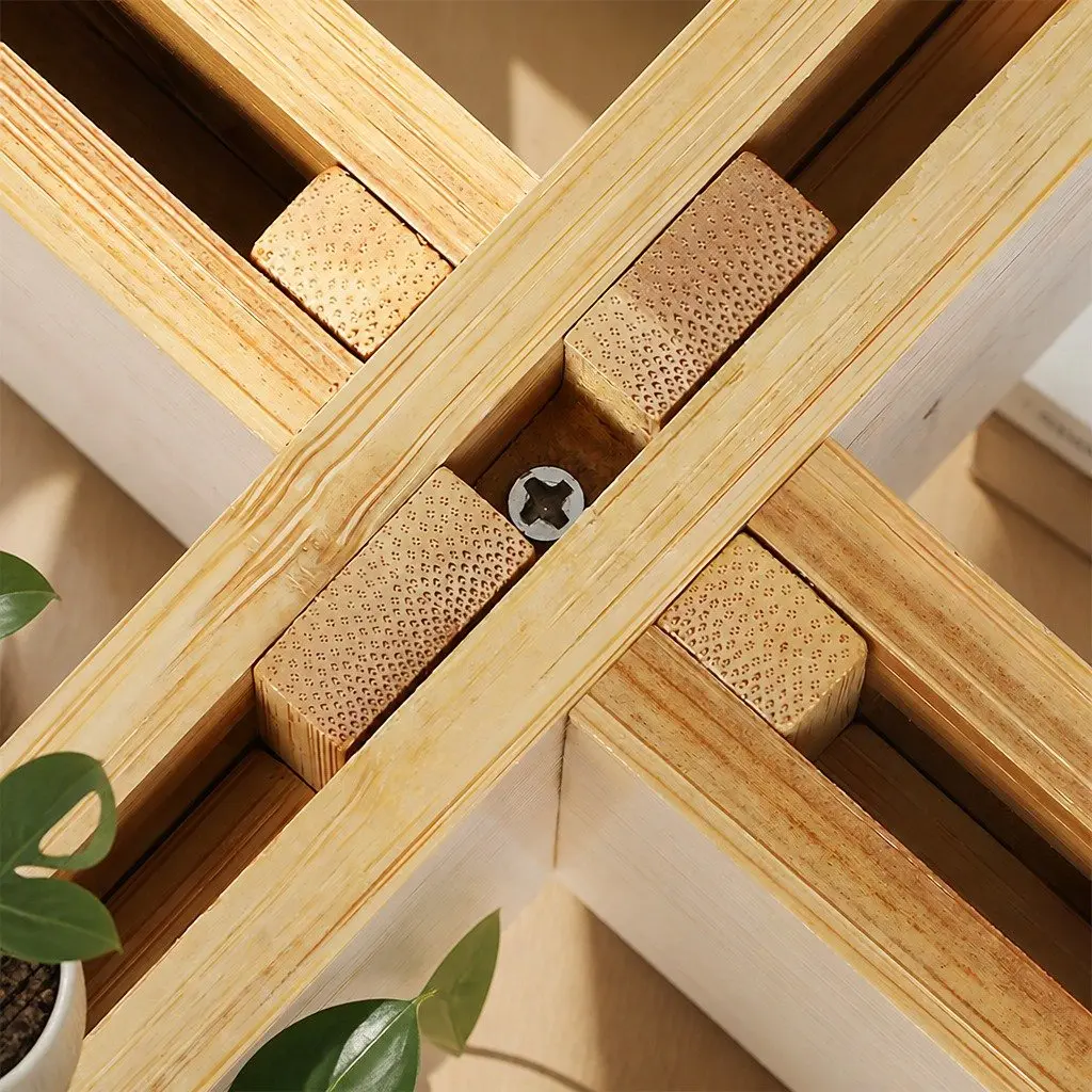 Bamboo Adjustable Plant Stand Indoor Outdoor Expandable 23-30cm Reversible
