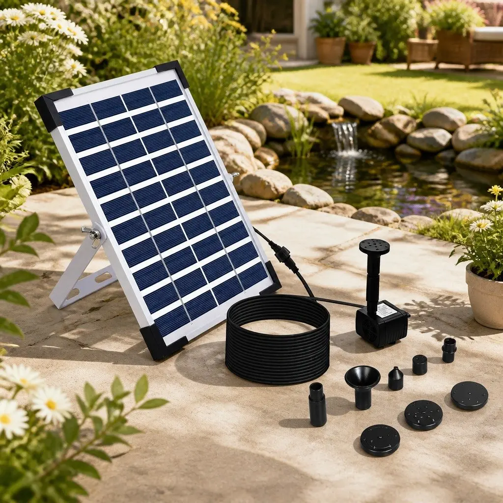 Solar Fountain with Adjustable Height