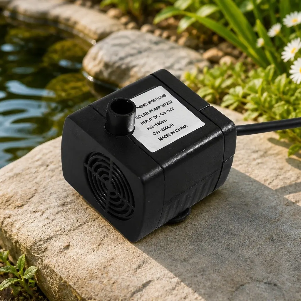 Solar Fountain Black 5W Outdoor Water Feature 8 Nozzles