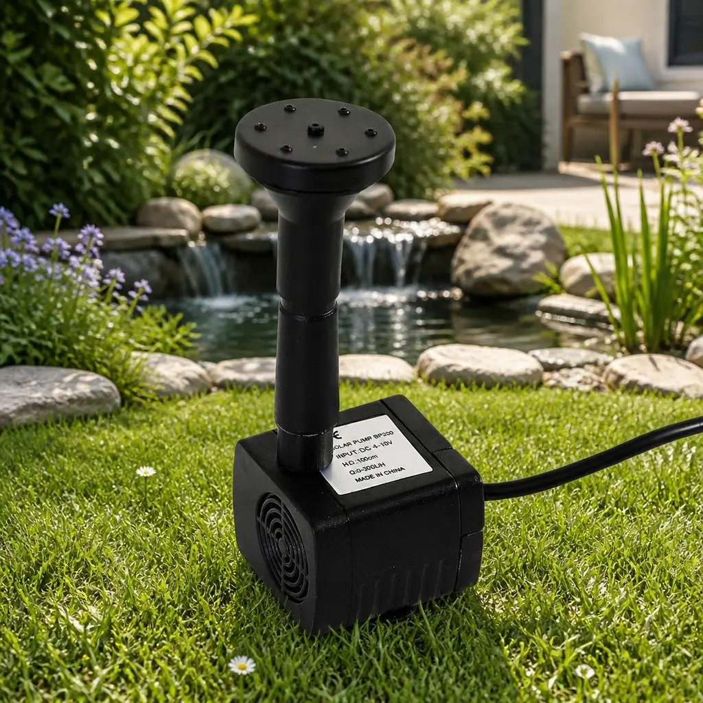 Solar Fountain Black 5W Outdoor Water Feature 8 Nozzles