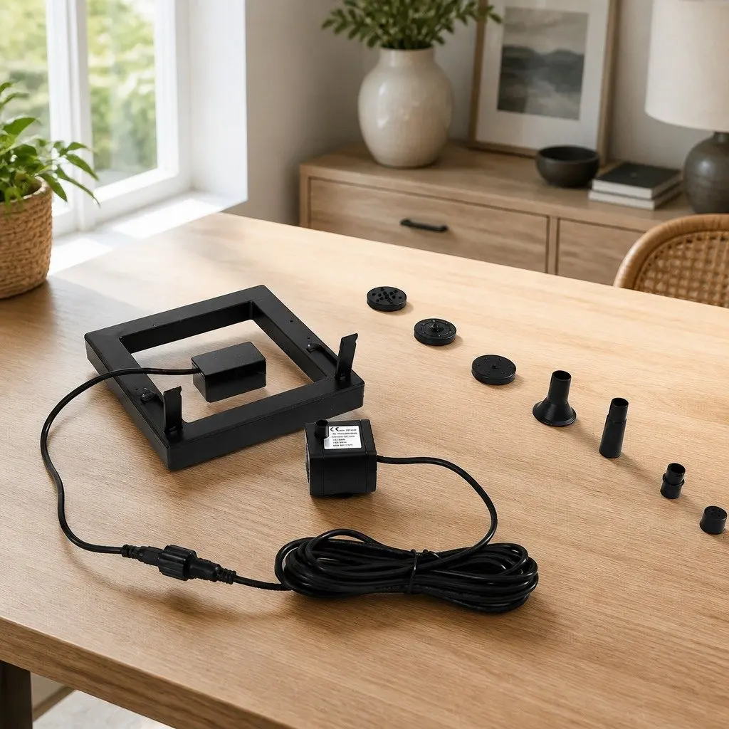 Solar Powered Water Fountain Pump Kit Black Adjustable Spray Patterns