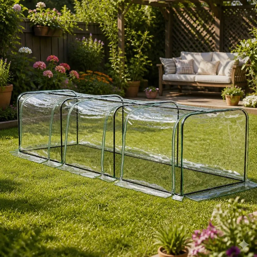 Greenhouse Transparent PVC Cover Portable Plant Protection Tunnel