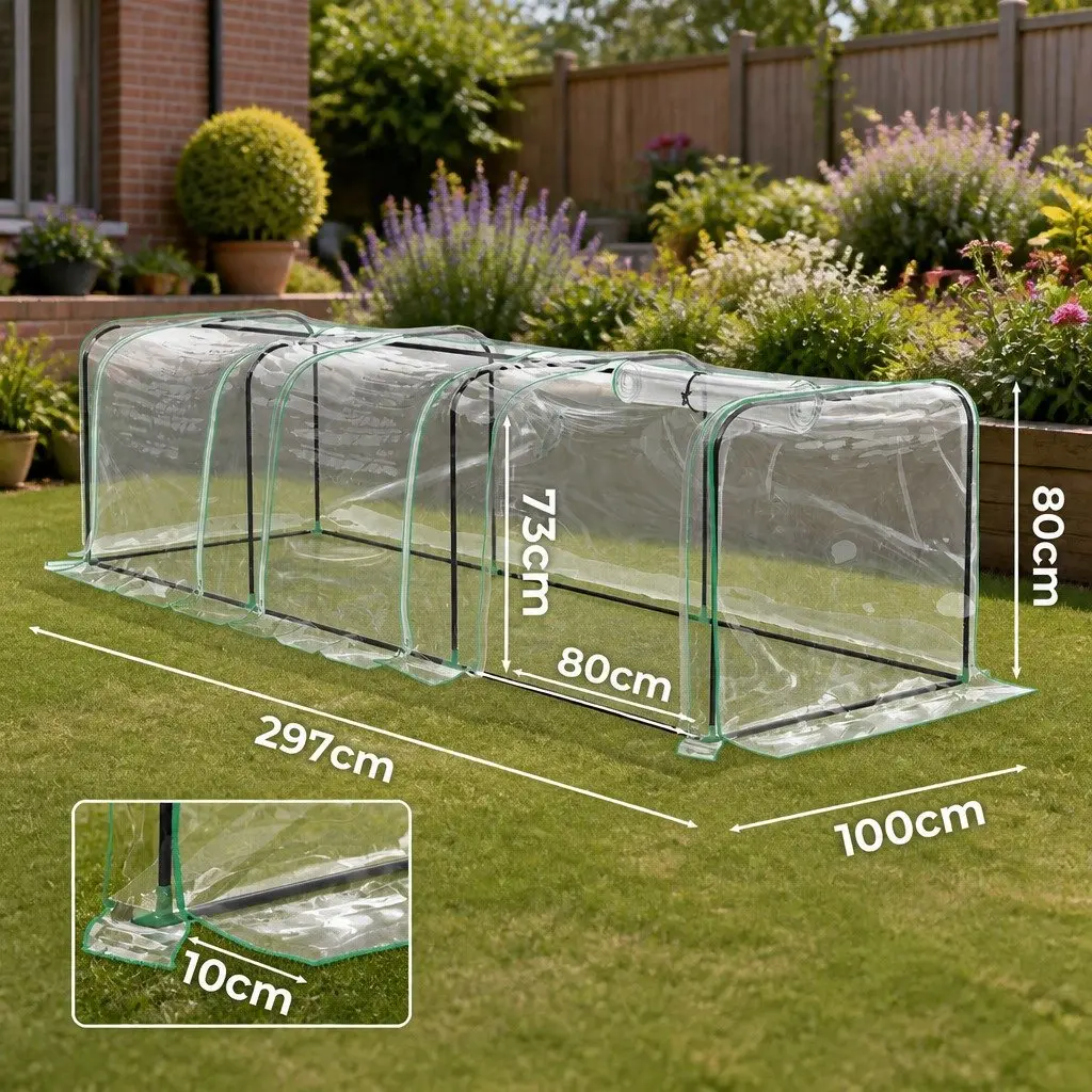 Greenhouse Transparent PVC Cover Portable Plant Protection Tunnel