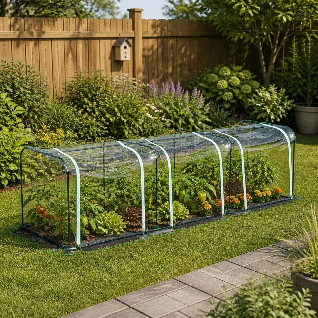 Greenhouse Transparent PVC Cover Portable Plant Protection Tunnel