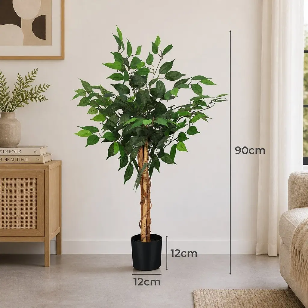 Artificial Tree Green 90CM Lifelike Faux Plant Indoor Outdoor Home Decor