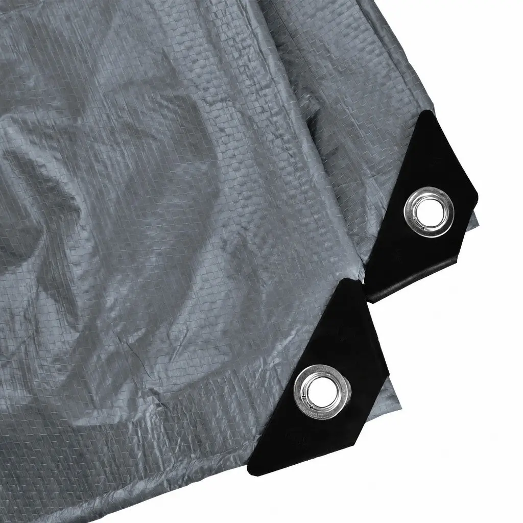 Heavy Duty Tarp Grey Black 2.13m x 6.10m Waterproof Camping Outdoor Weather Protection