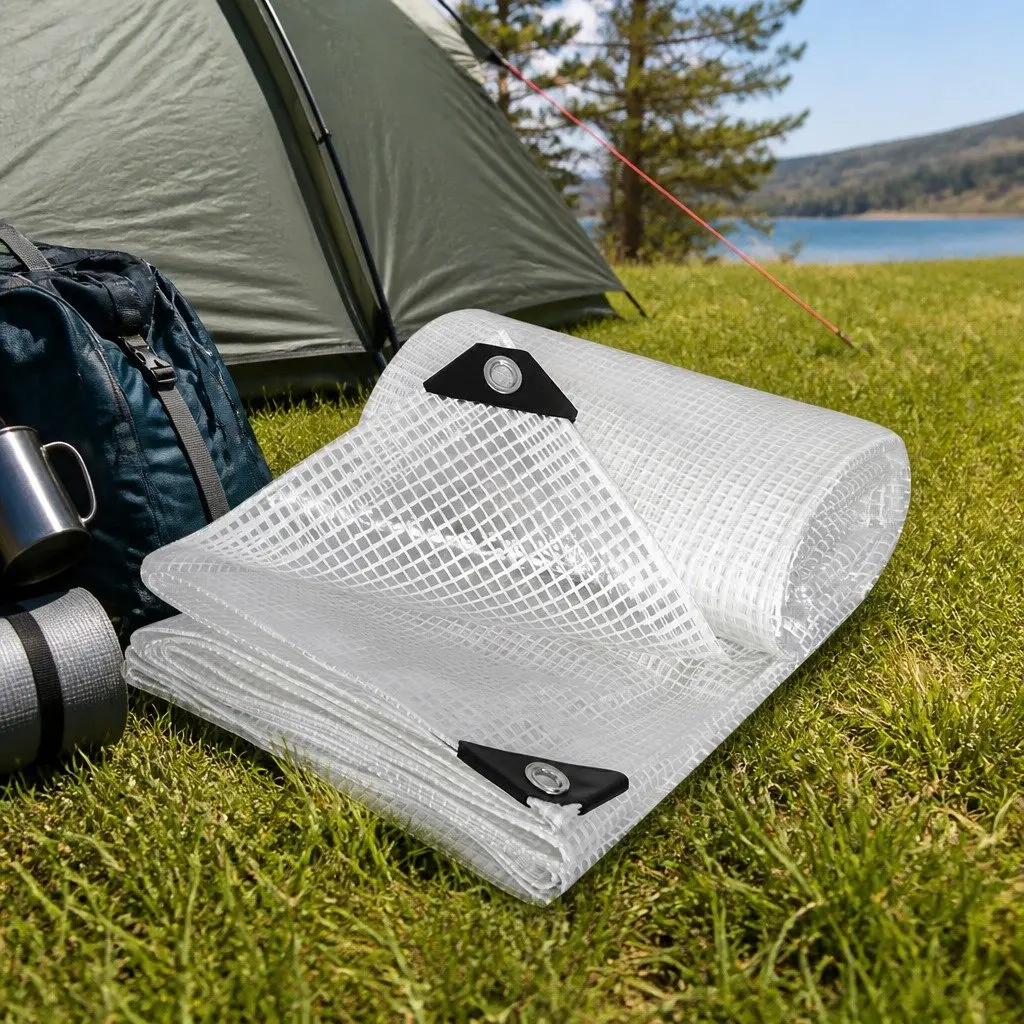 Heavy Duty Clear Tarpaulin 200GSM Waterproof 4.9m All-Weather Camping Tarp