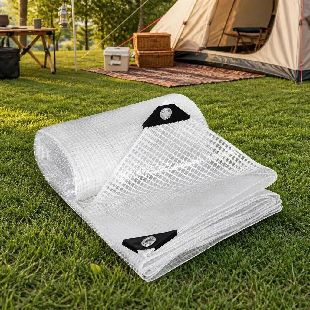 Heavy Duty Clear Tarpaulin 200GSM Waterproof 4.9m All-Weather Camping Tarp