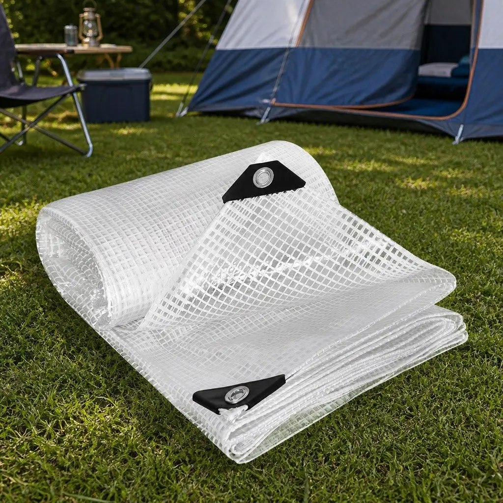 Clear Heavy Duty Tarpaulin 200GSM Waterproof All Weather Protection for Camping and Outdoor Use