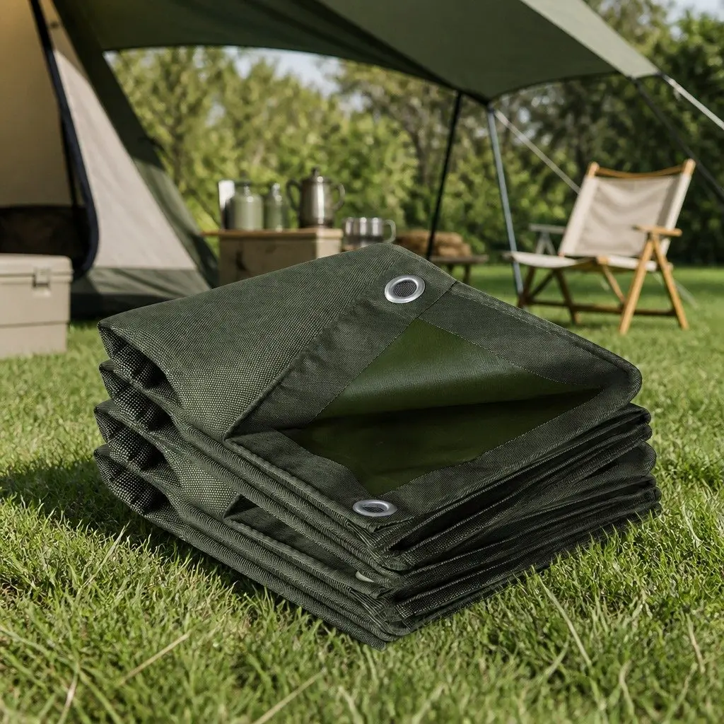 Heavy Duty Green Tarp 4x3 Metre Polyester Canvas Waterproof Outdoor Camping