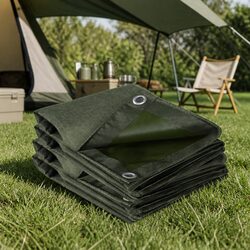Heavy Duty Green Tarp 4x3 Metre Polyester Canvas Waterproof Outdoor Camping