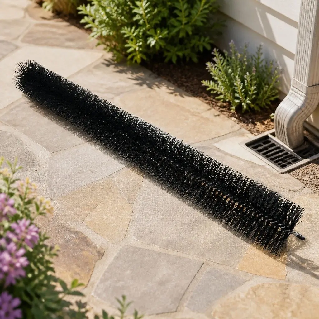 Gutter Brush Guard Black 10cm Diameter Nylon Leaf Debris Blocker Heavy Duty Protection