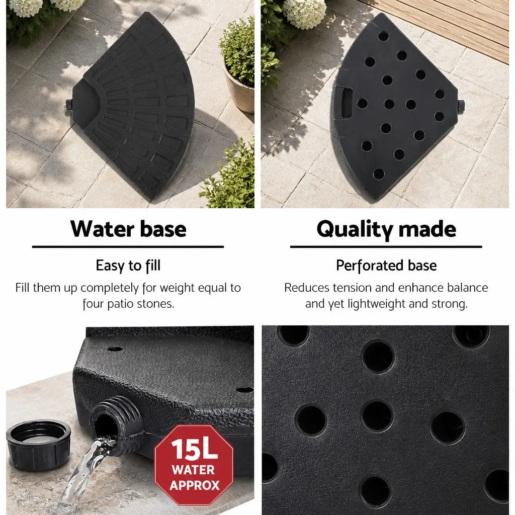 Outdoor Umbrella Navy 3m Octagonal Canopy UV50+ Protection with Water-Fillable Base