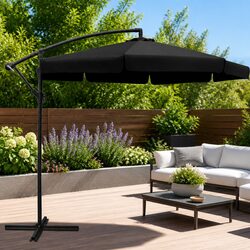 Compact 3m Black Cantilever Umbrella with Shade