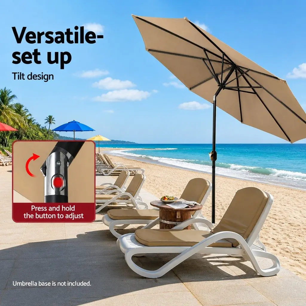 Outdoor Umbrella Beige 3m Octagon UV50+ Tilt Sunshade