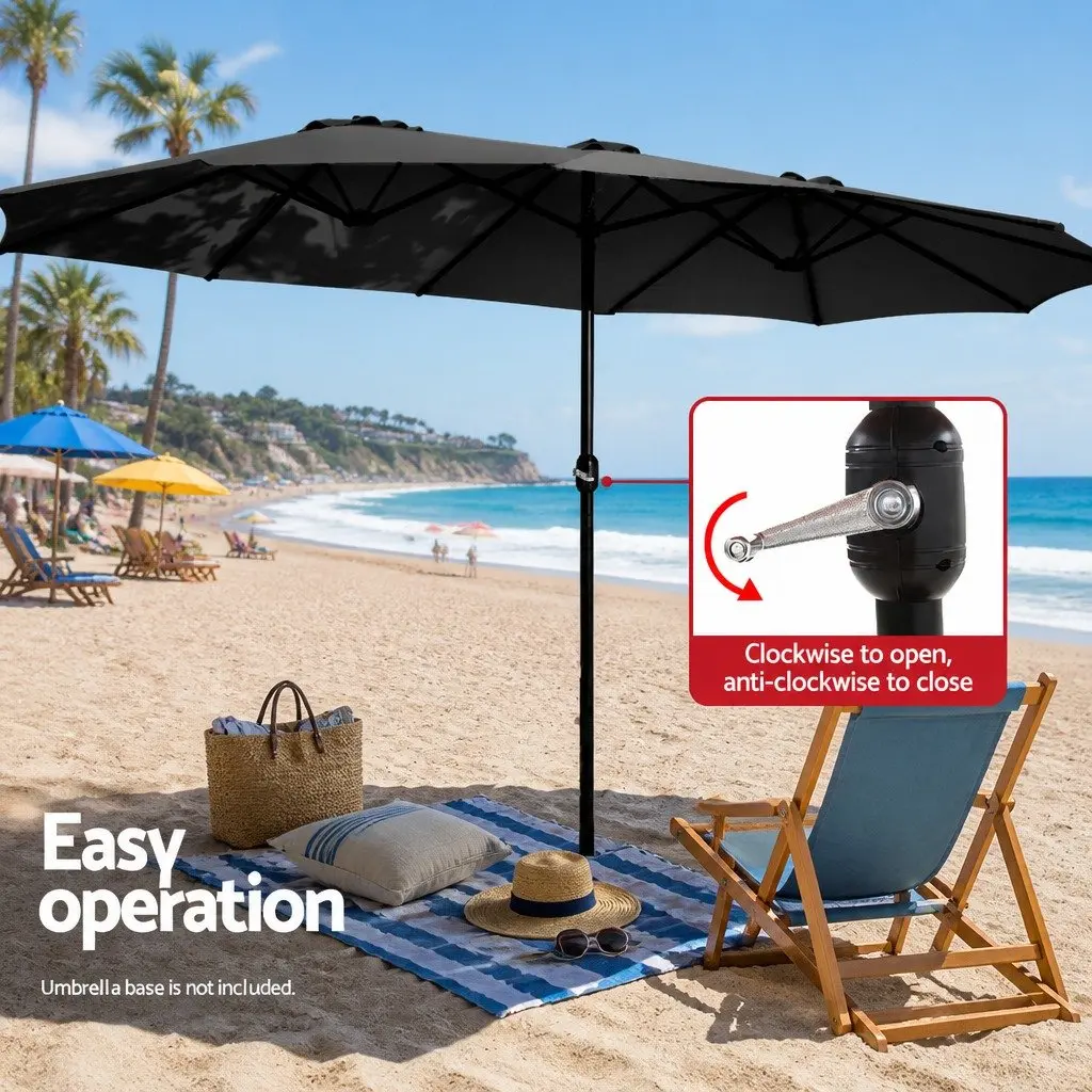 Outdoor Umbrella Black 4.57m Centre Post Dodecagon Canopy with UV50+ Protection