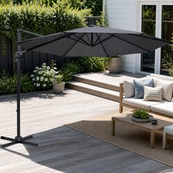 Compact 3m Outdoor Umbrella with Rotating Canopy