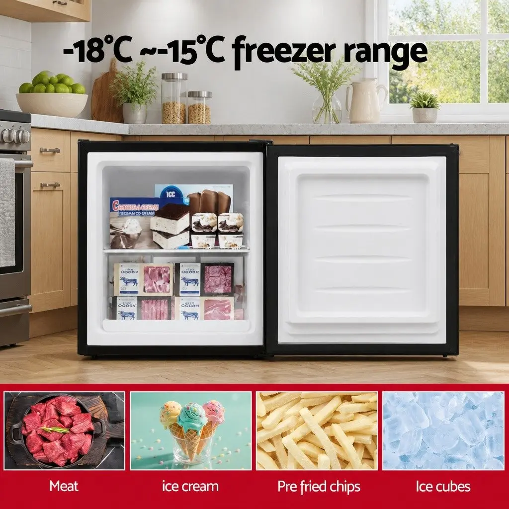 Small Upright Freezer Black 31L Compact Freestanding Vertical Freezer