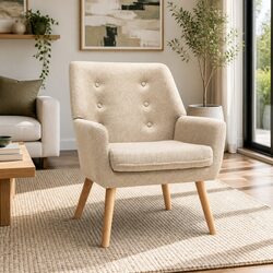Stylish and Comfortable Beige Upholstered Armchair